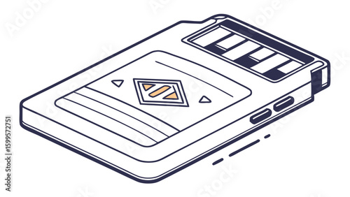 Isometric Illustration of a Retro Cassette Tape Player.