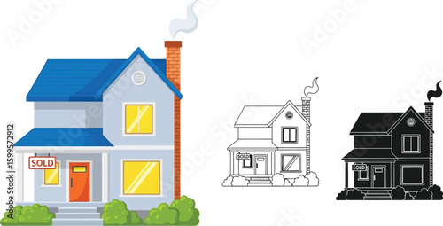 House sold real estate market home sale property investment residential building vector illustration 100