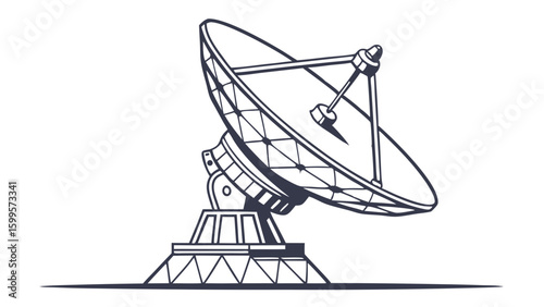 Line art illustration of a satellite dish antenna 3.