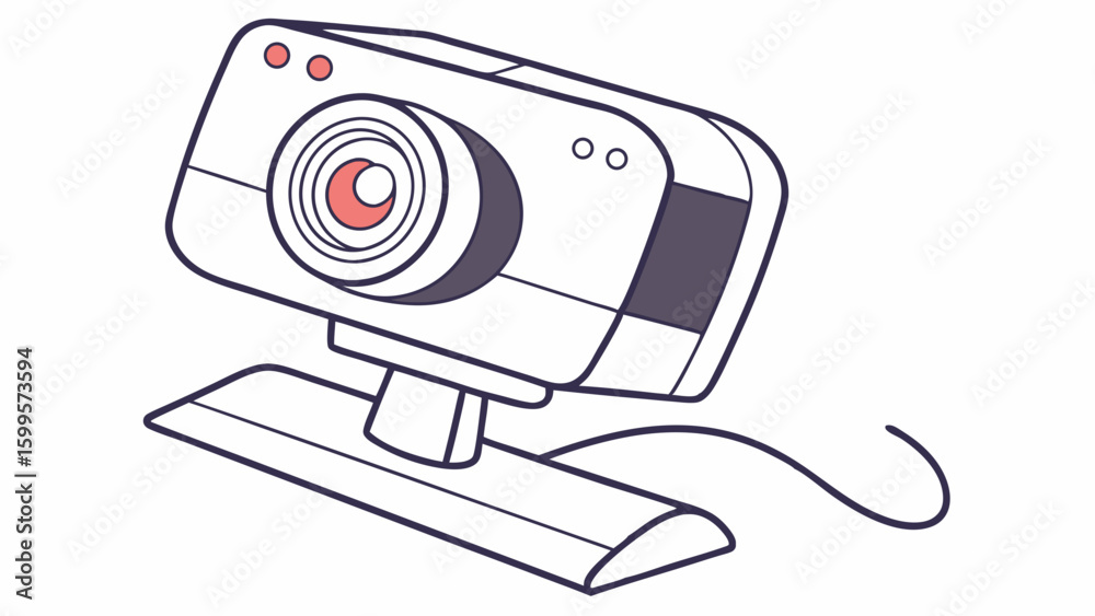 Obraz premium Modern Webcam Design Sleek White Computer Camera with Cable.