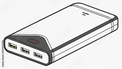 Modern Portable Power Bank with USB Ports and Indicators.
