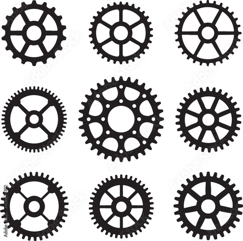 Black gears mechanical components machinery industrial