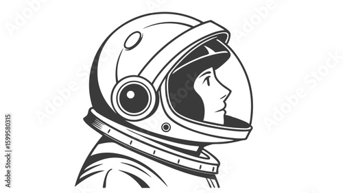 Vector Illustration of an Astronauts Helmet and Profile.