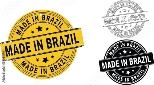 Made in brazil stamp vector design for product label and origin country identification and quality assurance