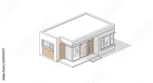 Isometric house building with modern design features