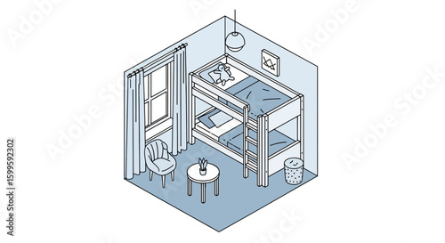 Minimalist bedroom with bunk beds and cozy furniture