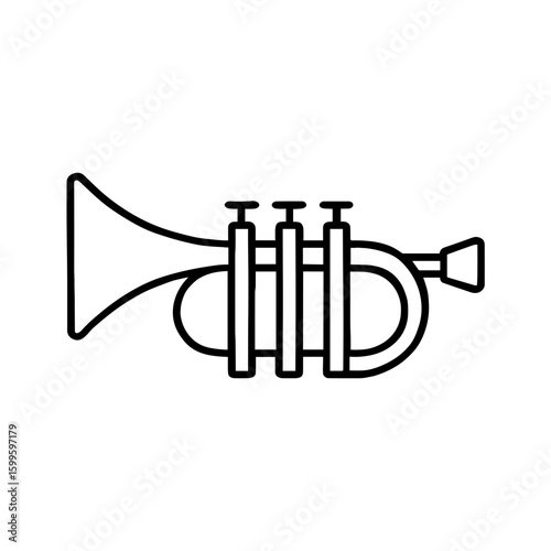 Trumpet Icon Representing Brass Music and Celebration (Outline)