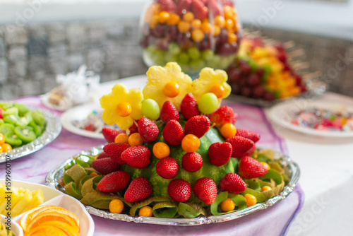 Colorful and delicious fruit plate