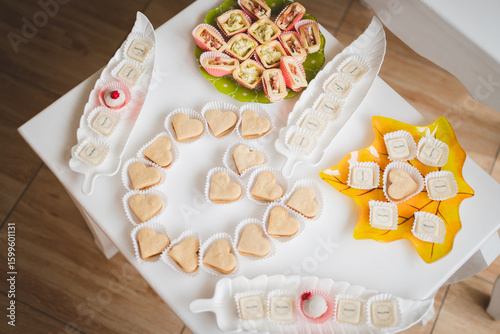 Wedding table setting with snacks