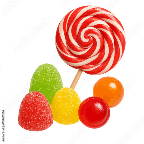 Lollipop And Assorted Colorful Candies Ultra Realistic