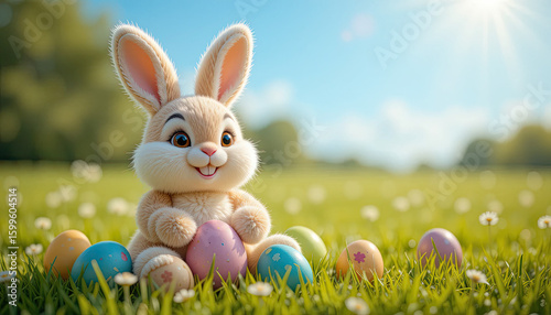 easter bunny and easter eggs