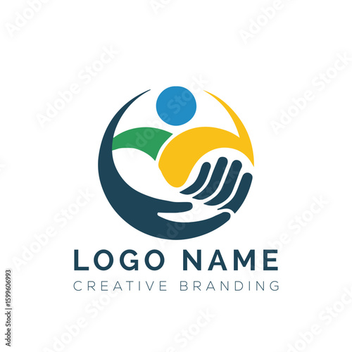 family care logo design vector. Adoption and social network logo design