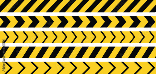 Yellow and Black Hazard Stripes Arrow Patterns Warning Tape Background Illustration
