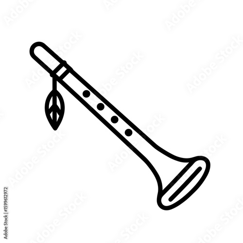 Native American Flute Icon Representing Indigenous Music and Culture (Outline)