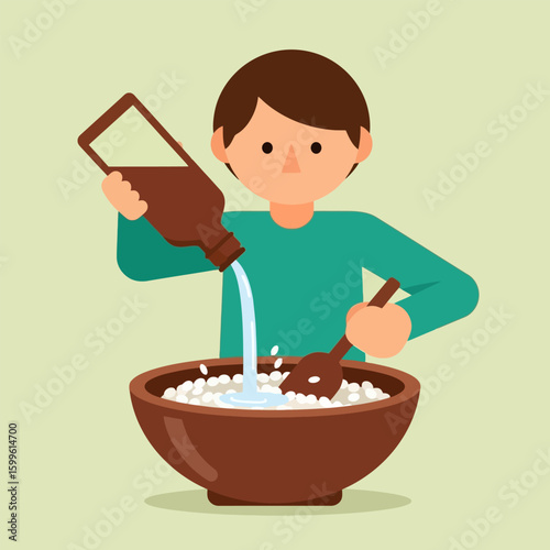 person pouring water into bowl, cooking clip art preview