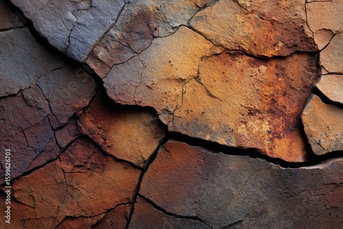Closeup Cracked Earth Texture With Brown Gray And Orange Hues