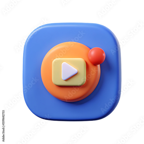 3D Live Streaming Social Media Icon - Minimal Design