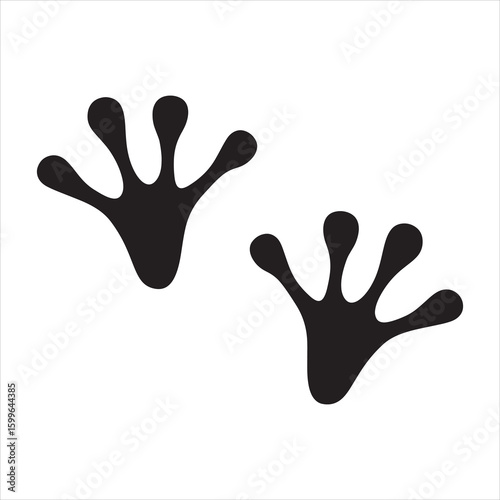 Two black frog footprints on a white background