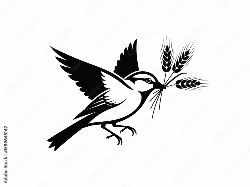 Obraz premium Bird with Wheat Ears