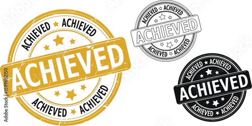 Achieved stamp set achievement seal success vector graphic design element for business and marketing editable