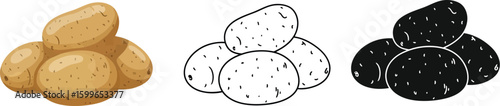 Potato vector illustration set potato drawing potato outline potato clip art potato icon potato image editable
