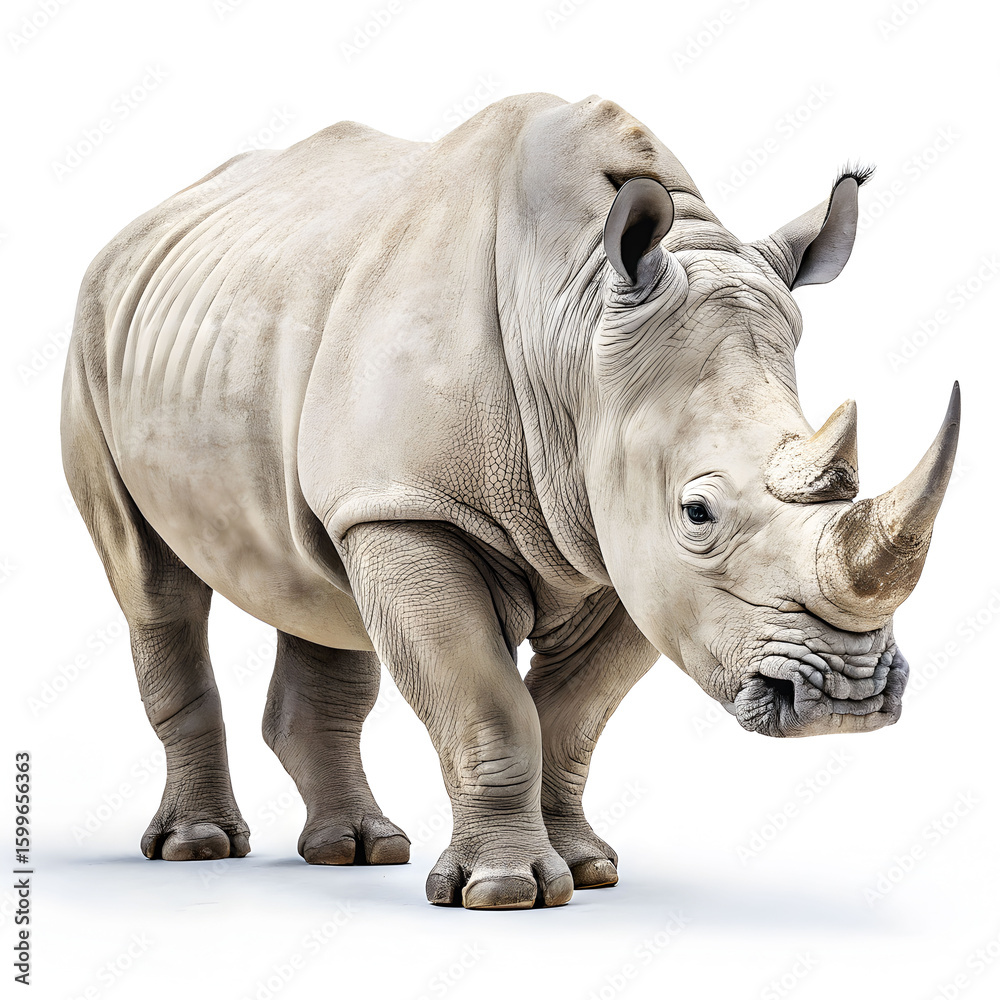 Obraz premium white rhinoceros or square lipped rhinoceros on white background