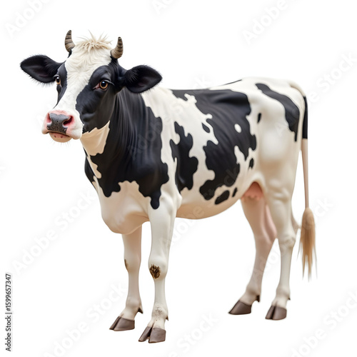 Holstein cow, standing on white background