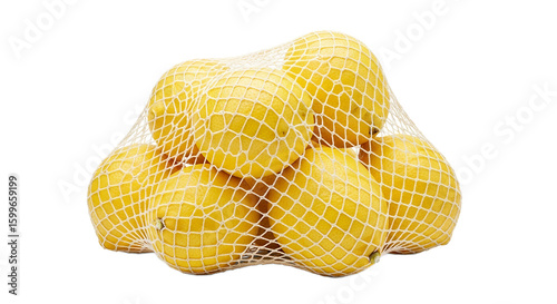 Lemons in a Mesh Bag Fresh Citrus Fruits Healthy Food Photography