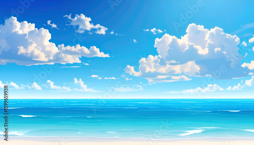 Sunny Beach Ocean Landscape.
