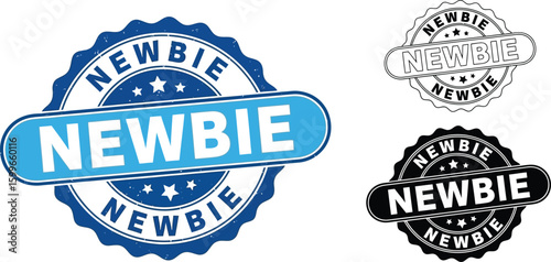 Newbie badge vector graphic design element for beginner tutorial and introduction to new skill set editable