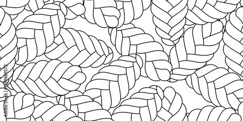Seamless abstract pattern of braided challah bread outline for coloring or design background