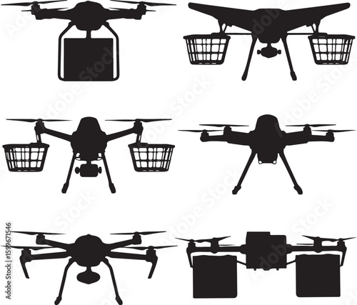Quadcopter delivery drones with cargo basket