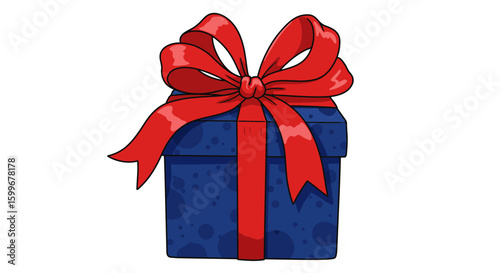Red gift box with ribbon and bow for celebration and holiday wrapping