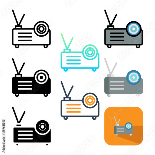 Set Projector Icon. Editable Stroke Icons. Can be used for web, mobile apps, and software.