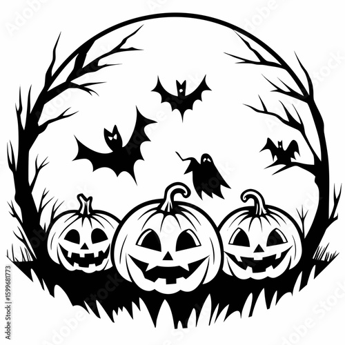 Halloween Silhouette Illustrations in Vector Format