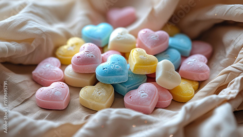 Heart shaped candy valentines day sweets love pastel colors romantic gift confectionery dessert treat sugar