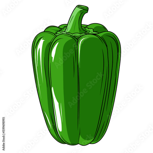 green bell pepper on white 