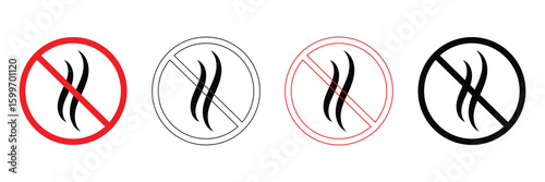 Set of no bad smell, odor, no smoking vector icon . EPS 10  .