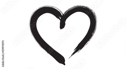 Minimalist black brush stroke heart illustration with expressive, hand-painted line art style.