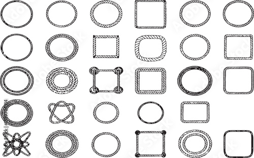 Nautical Rope Border Collection Variety of Circular and Square Frame Designs Decorative and Maritime Inspired