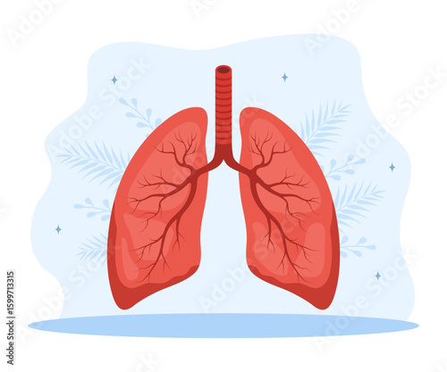 Pulmonologist concept. Lungs medical diagnosis and treatment. Respiratory system diseases and healthcare. Flat Vector illustration.