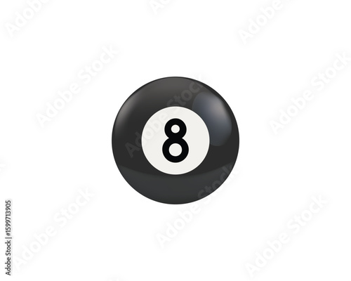 Billiard ball icon. Black number 8 billiard ball isolated on white background