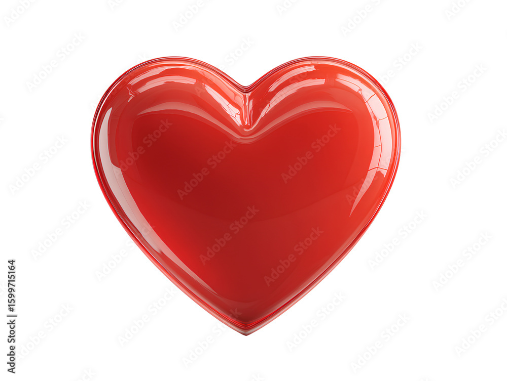 Fototapeta premium Classic Red Heart Symbol with Glossy Surface and Soft Shadows Centered on Transparent Background