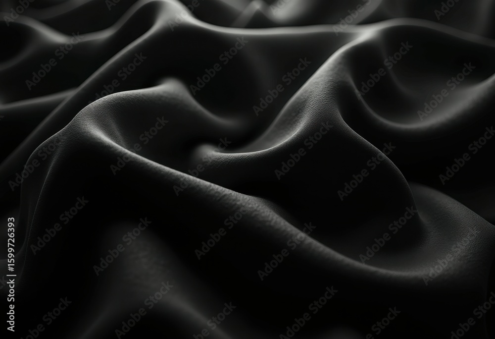 Obraz premium dramatic lighting abstract black fabric folds textured composition artistic shadows, cloth, material, dimensional, design, contrast, pattern, visual, curve