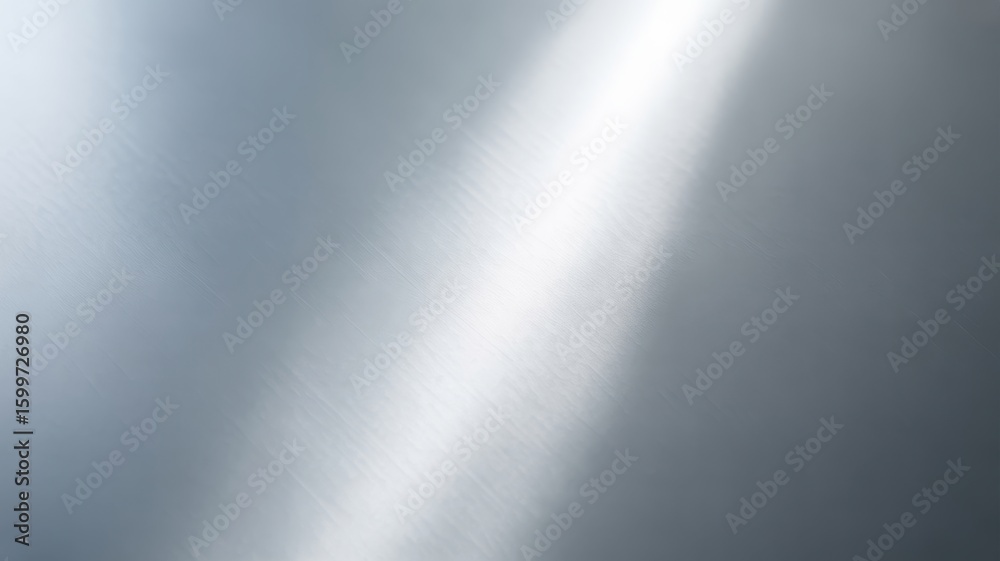Fototapeta premium Polished metal surface with bright light reflection isolated on white background