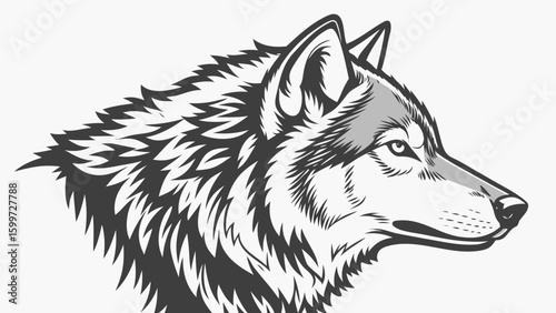  Vector graphic of a wolf's head on isolated background.