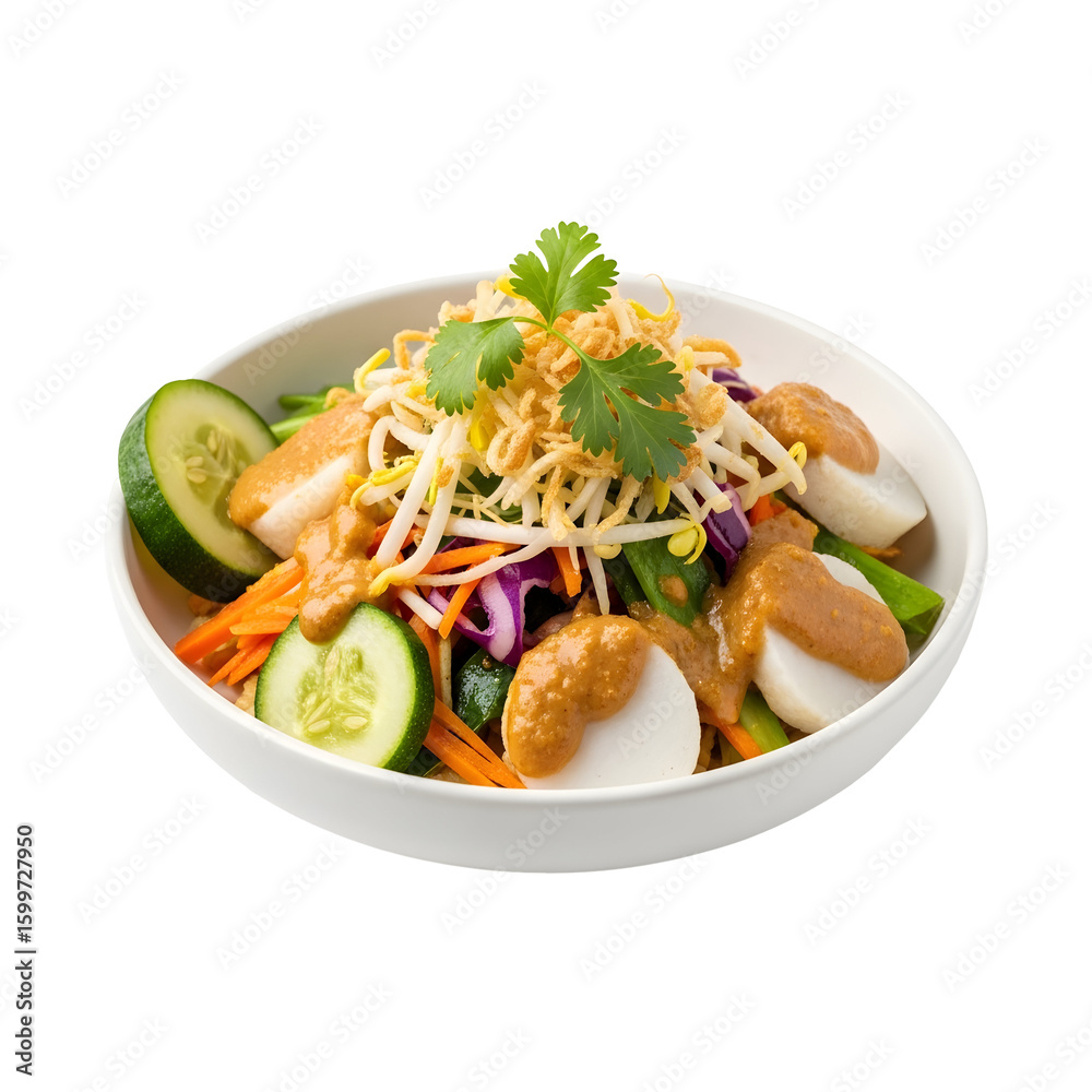 Colorful Indonesian Gado-Gado Salad Bowl. Colorful Indonesian Gado-Gado Salad Bowl.