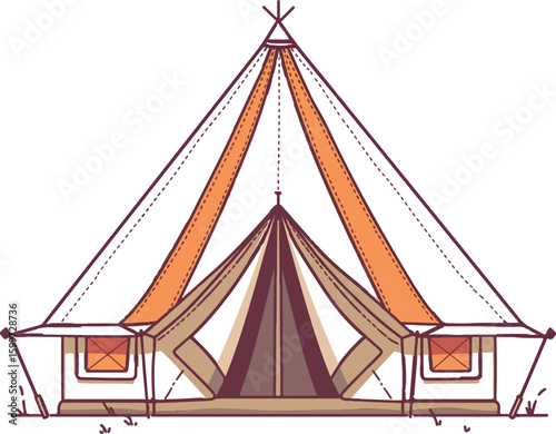 Circus tent colorful striped carnival marquee isolated vector illustration