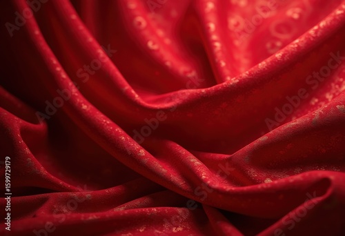 elegant crimson fabric draping luxurious textile intricate patterns rich textures fashion design inspiration, luxury, art, ornate, embroidered, stitching, fold