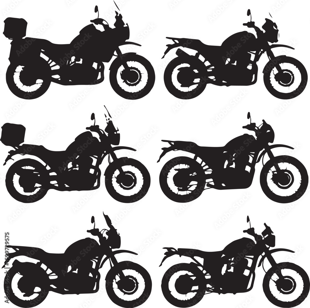 Naklejka premium Black motorcycle silhouettes on white background motorbike